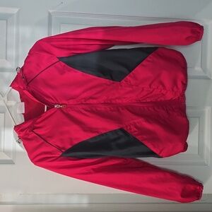 Danskin Now pink grey rain jacket windbreaker zipper and pockets with hood‎ XS